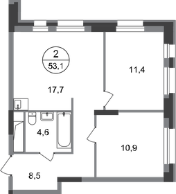 Квартира 53,1 м², 2-комнатная - изображение 1