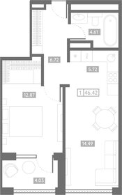 Квартира 46,4 м², 1-комнатная - изображение 1