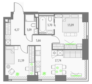 Квартира 58,9 м², 2-комнатная - изображение 1