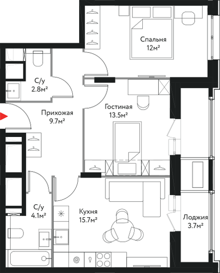 61,5 м², 2-комнатная квартира 24 518 944 ₽ - изображение 38