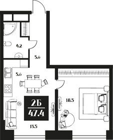 46,8 м², 2-комнатные апартаменты 24 148 800 ₽ - изображение 65