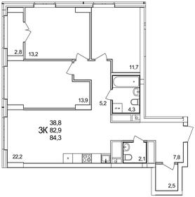 68,5 м², 3-комнатная квартира 8 836 500 ₽ - изображение 14