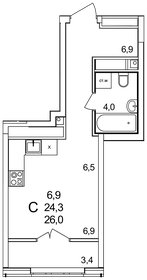 24,9 м², квартира-студия 3 300 000 ₽ - изображение 67