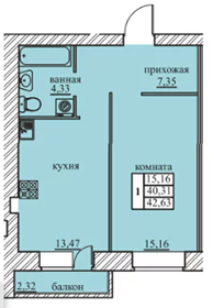 42,7 м², 1-комнатная квартира 3 745 644 ₽ - изображение 3