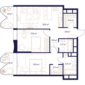 Квартира 74,2 м², 2-комнатная - изображение 1