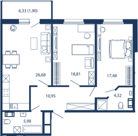 96,3 м², 3-комнатные апартаменты 31 583 756 ₽ - изображение 88