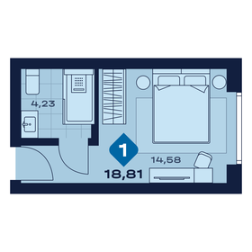 Квартира 18,8 м², 1-комнатные - изображение 1