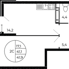 Квартира 41,3 м², 1-комнатная - изображение 2