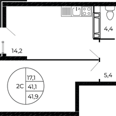 Квартира 41,9 м², 1-комнатная - изображение 2