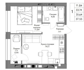 42,1 м², 1-комнатная квартира 3 200 000 ₽ - изображение 139