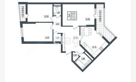 Квартира 88,3 м², 3-комнатная - изображение 2