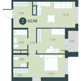 60,6 м², 2-комнатная квартира 9 850 000 ₽ - изображение 12
