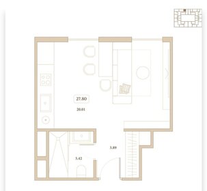 Квартира 29 м², студия - изображение 1