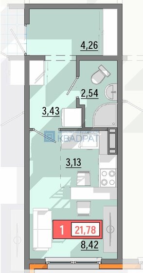 21,7 м², квартира-студия 2 365 318 ₽ - изображение 1