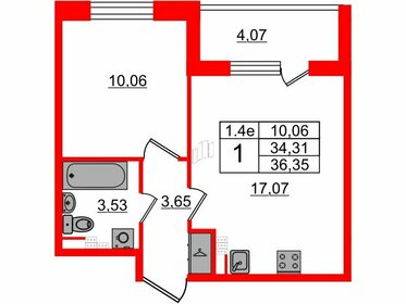 Квартира 34,3 м², 1-комнатная - изображение 1