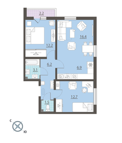 61,6 м², 2-комнатная квартира 8 200 000 ₽ - изображение 7