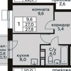 Квартира 28 м², 1-комнатная - изображение 2