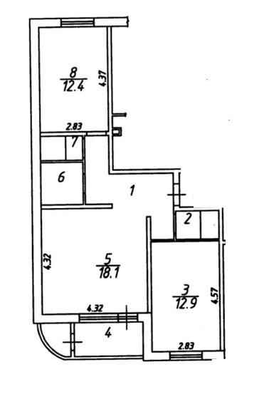 57,1 м², 2-комнатная квартира 9 500 000 ₽ - изображение 13