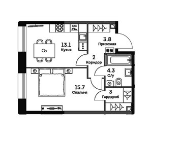 Квартира 41,9 м², 2-комнатная - изображение 1