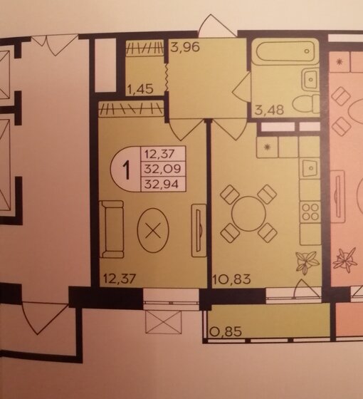 32,1 м², 1-комнатная квартира 6 400 000 ₽ - изображение 1