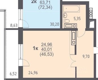 Квартира 47 м², 1-комнатная - изображение 5