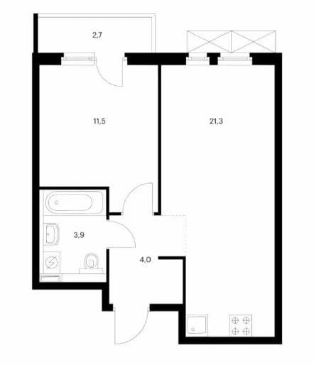 38 м², 1-комнатная квартира 4 925 000 ₽ - изображение 1