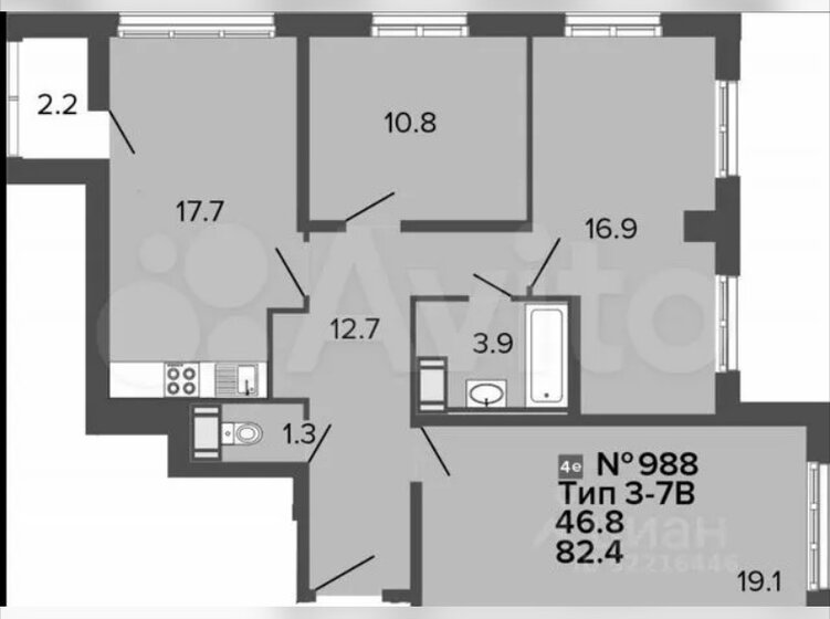 82,4 м², 3-комнатная квартира 17 700 000 ₽ - изображение 1
