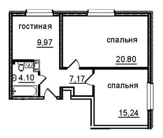 Квартира 57,3 м², 2-комнатные - изображение 1