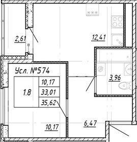 Квартира 34,3 м², 1-комнатная - изображение 1