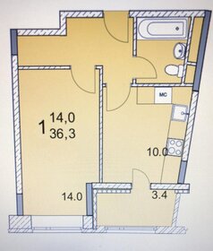 Квартира 36,3 м², 1-комнатная - изображение 1