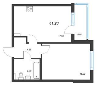 Квартира 41,3 м², 1-комнатная - изображение 1