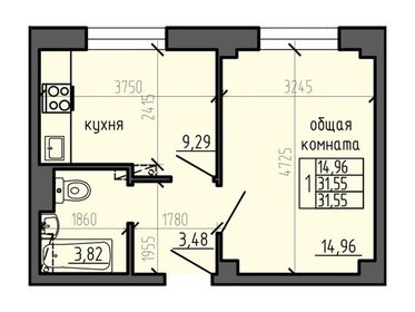 Квартира 31,6 м², 1-комнатная - изображение 1