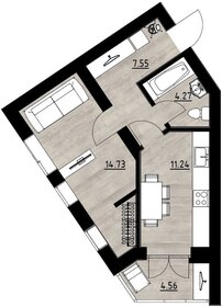 Квартира 42,4 м², 1-комнатная - изображение 1