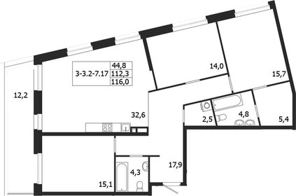 Квартира 116 м², 3-комнатная - изображение 1