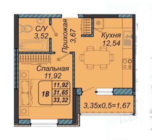Квартира 33,3 м², 1-комнатная - изображение 1
