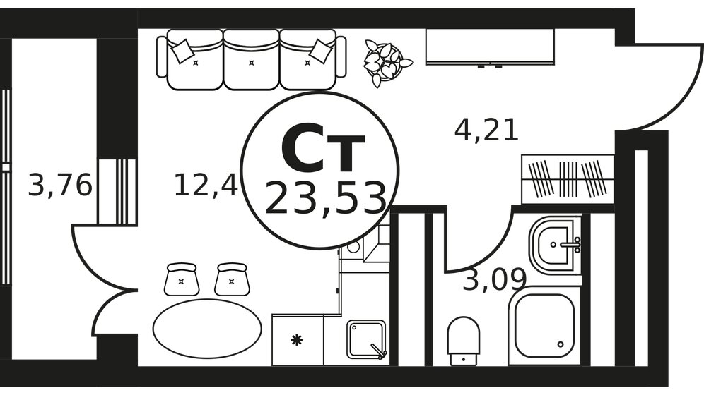 23,5 м², квартира-студия 4 410 000 ₽ - изображение 6