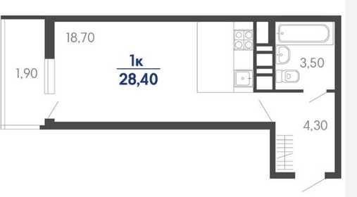 Квартира 28,4 м², студия - изображение 1