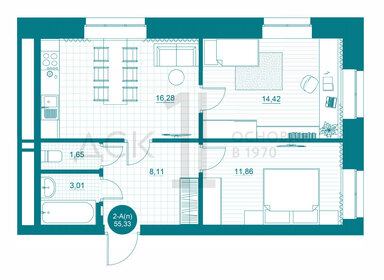 53 м², 2-комнатная квартира 5 300 000 ₽ - изображение 85