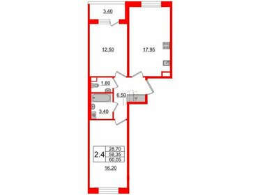 61,1 м², 2-комнатная квартира 10 500 000 ₽ - изображение 78