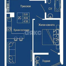 Квартира 46,6 м², 2-комнатная - изображение 1