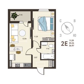 37 м², 1-комнатная квартира 4 066 700 ₽ - изображение 19