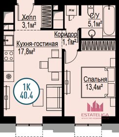 Квартира 40,9 м², 1-комнатная - изображение 1