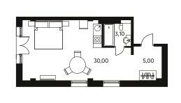 Квартира 37,6 м², студия - изображение 1