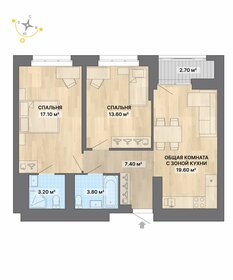 Квартира 67,4 м², 2-комнатная - изображение 1