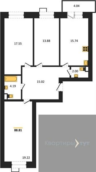 88,8 м², 3-комнатная квартира 10 118 640 ₽ - изображение 1