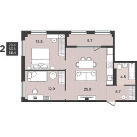 Квартира 66,4 м², 3-комнатная - изображение 1