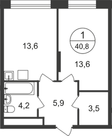 Квартира 40,8 м², 1-комнатная - изображение 1