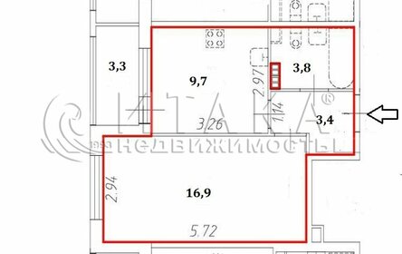 Квартира 33,8 м², 1-комнатная - изображение 1