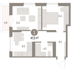 Квартира 47,2 м², 2-комнатная - изображение 3