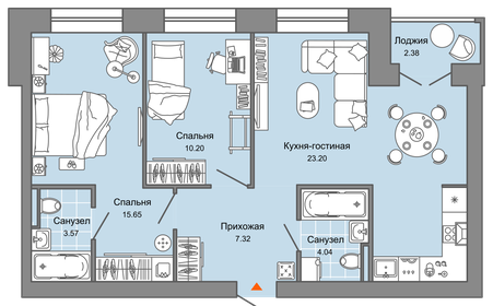 69 м², 3-комнатная квартира 7 373 522 ₽ - изображение 13